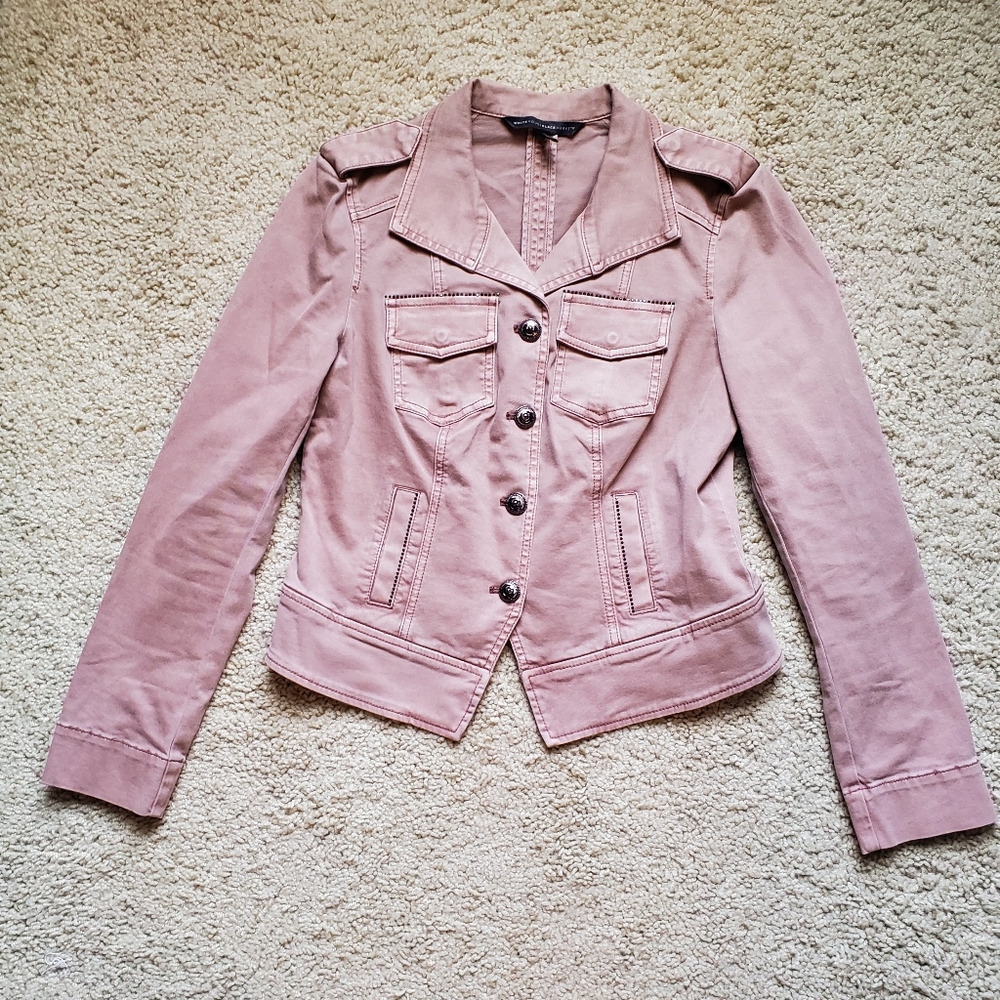 White House Black Market Petite washed denim rose twill jacket